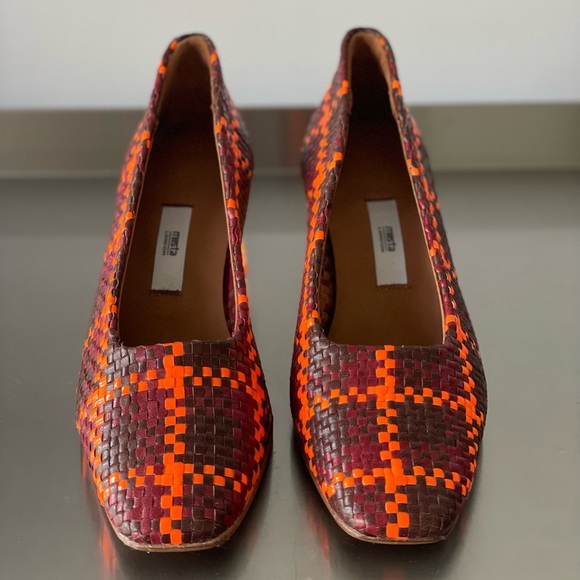MIISTA London  NW! - Gertrude Techno Brown Check Woven Leather heels size 9.5 US - Picture 8 of 11